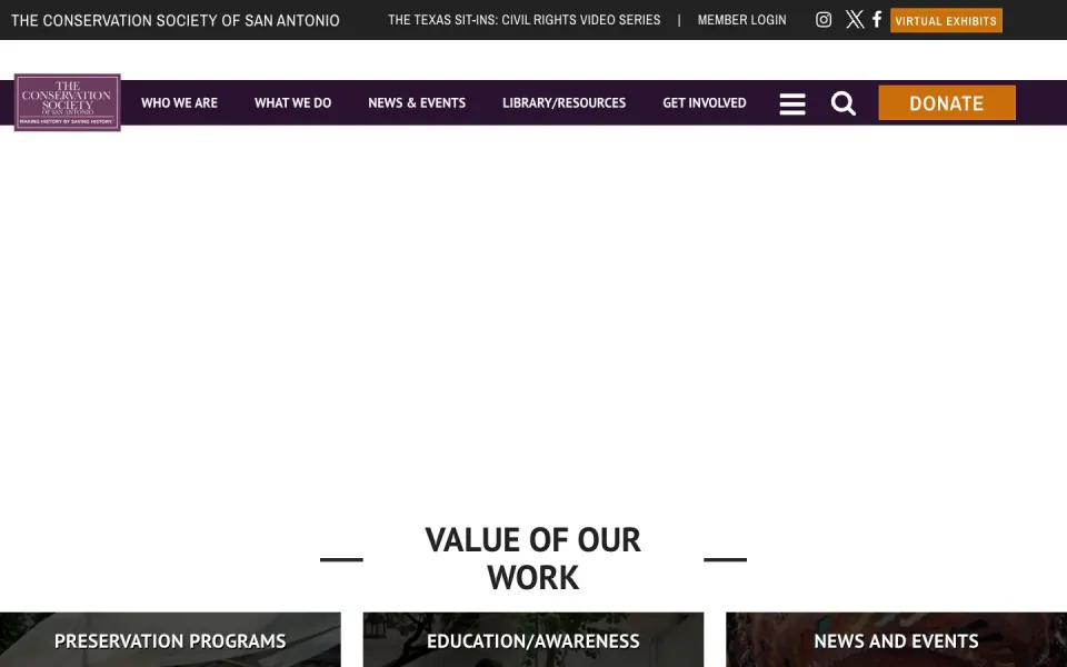 Desktop view of the San Antonio River Foundation website captured July 30, 2026